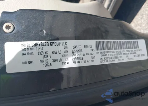 2012 Chrysler Town & Country Touring из США, поврежденный, VIN 2C4RC1BG4CR189809